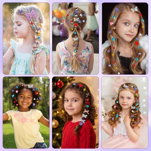 Hair Gem Stamper Kit – Hair Jewelry & Bling Craft Toys for Girls – Sparkling Hair Accessories with Glitter Sequins – DIY Hair Arts Crafts – Birthday Gifts for 5 6 7 8 9 10 11 12 Year Old - Image 3