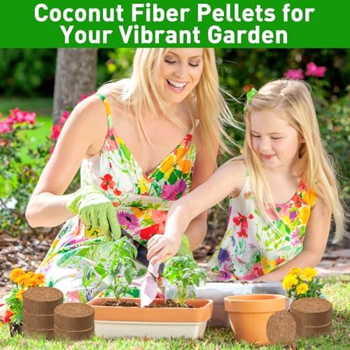 Riare 50 Pcs 40mm Organic Coco Coir Seed Starter Soil, Compressed Coconut Coir Potting Soil Mix for Seed Starting, Coconut Fiber Pellet for Planting, Vegetables, Garden, Indoor & Outdoor Plants - Image 7