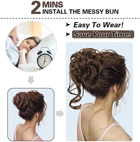 HMD 5 Pieces Messy Hair Bun Hairpiece Tousled Updo for Women - Image 4