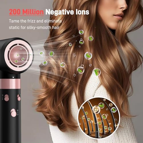 3 in 1 Hair Styler - Fast Drying Hair Dryer & Auto Air Wrap Curlers Set, 1 Inch Curling Iron Long Barrel, Frizz-Free No Heat Damage Hot Air Styler for All Types (Black) - Image 6