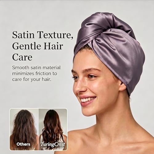 Microfiber Hair Towel Wrap, Satin Quick Dry Turban Women Long - Image 3
