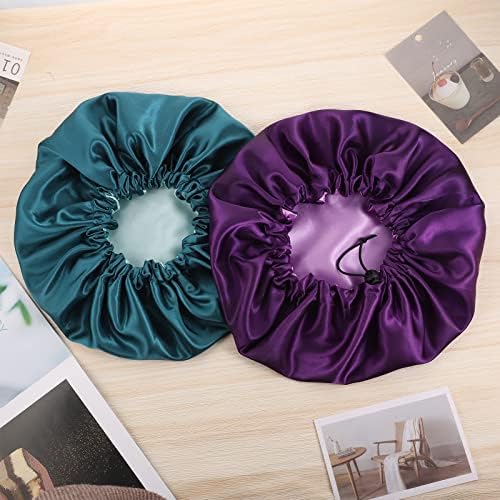 Pengxiaomei 2 Pack Satin Bonnet for Sleeping, Drawstring Hair Bonnet - Image 4