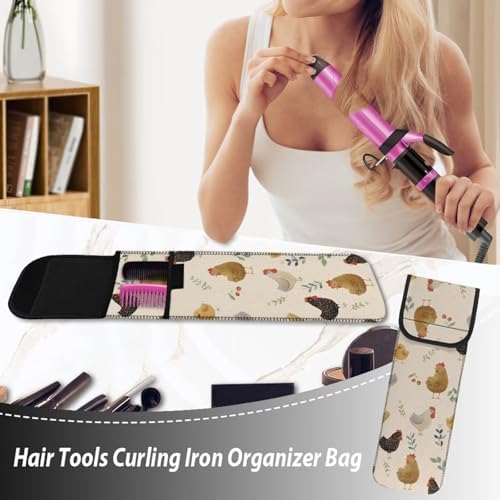 Large Capacity Hair Tools Travel Bag and Heat Resistant Mat for Curling Wand Set, Flat Iron Hair Straightener, Curling Iron, Hair Crimper, Haircare Accessories Rooster - Image 4