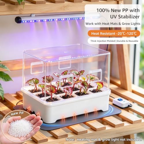 Seed Starter Tray Kit with Adjustable-Vent Humidity Dome & Air‑Pruning Cells, Reusable Plant Germination Trays with Superior Air & Drainage, Removable Cells for Flexible Transplanting, 12‑Cell - Image 5