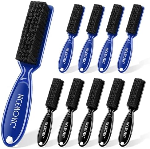 NICEMOVIC 10 Pcs Barber Clipper Cleaning Brush, Barber Accessories Supplies, Blade Trimmer Cleaning Mini Brush Bulk Set Duster Manicure Nylon Brush Hair Styling Tool (Black&Blue) by NICEMOVIC