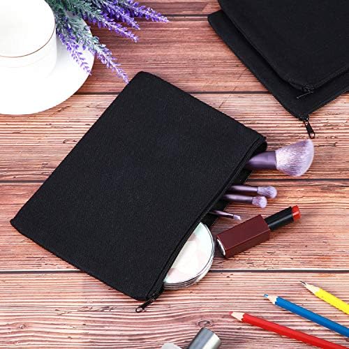 meekoo 16 Pcs Blank Canvas Zipper Pouch Pencil Bag Bulk, L, Beige and Black - Image 4