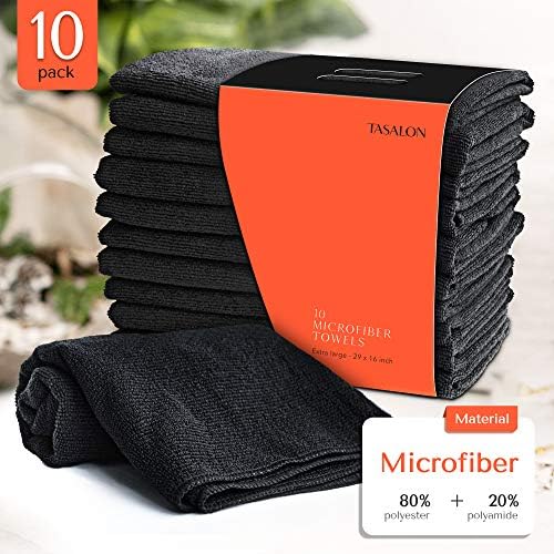 TASALON Microfiber Salon Hair Towels 10 Pack, 29" x 16" Ultra-Soft - Black - Image 2