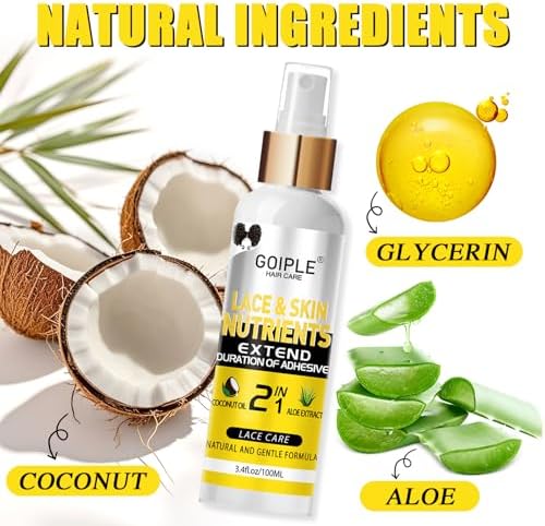 Wig Accessory Essentials Kit Lace Front Wig Glue, Wig Adhesive Extension Spray for Extend Boding Time of Lace Glue, Natural and Gentle Formula Lace & Skin Nutrition Spray Extend Duration of Adhesive - Image 2