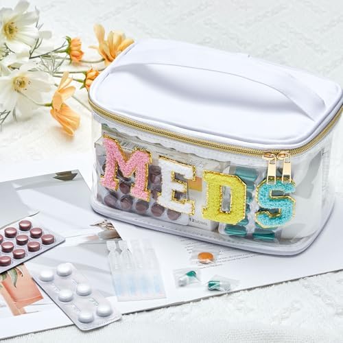 Geetery Meds Travel Bag White, Meds Chenille Letter Clear - Image 2