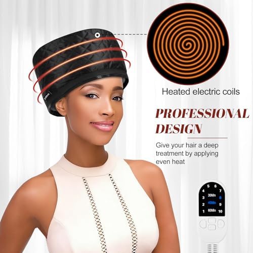 TEPENAR Hair Steamer for Deep Conditioning: Upgraded Heat Cap with 10-Level Fast Heating 3 Time Settings for Natural Hair Portable Thermal Steam Cap for Home Hair Treatment - Image 2