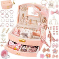 Princess Jewelry Box for Girls with Hair Accessories,Girls Hair Clips Bows Set, Fashion Hair Styling Kit with Mirror,Pink Sparkle Trinket Box Includes Hair Clips by Unknown