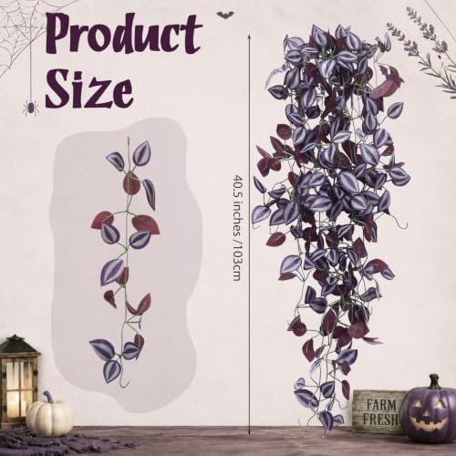 Daifunli 12 Pcs Halloween Artificial Hanging Plants, Purple Eyebrow - Image 2