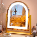 FENNIO Large Vanity Mirror with Lights - 15.5"x13" LED Lighted Makeup Mirror with Lights, 10X Magnification, Touch Screen with 3-Color Lighting, Dimmable, for Vanity Desk Tabletop, Bedroom（Gold） by FENNIOLEDMIRRORS