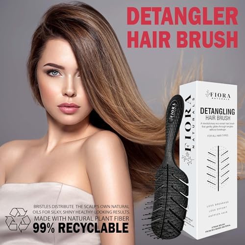Fiora Naturals Detangler Brush for Wet and Dry Hair, Soft Detangling Brush - Image 6