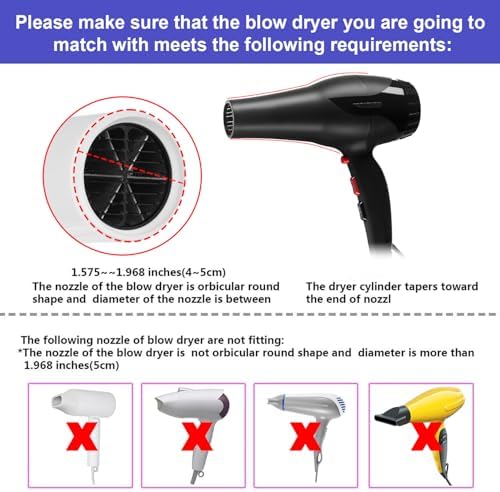 Universal Collapsible Hair Dryer Diffuser Attachment-Foldable Portable Travel and Easy Storage Fit Most Hair Dryers with Nozzle Diameter D-1.575Inch to 1.968 Inch (4-5cm)- Dark Blue - Image 4