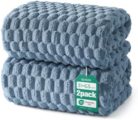 REDKISS Blue Microfiber Bath Towels Large, 30“x60” Super Absorbent Towels by REDKISSOnline