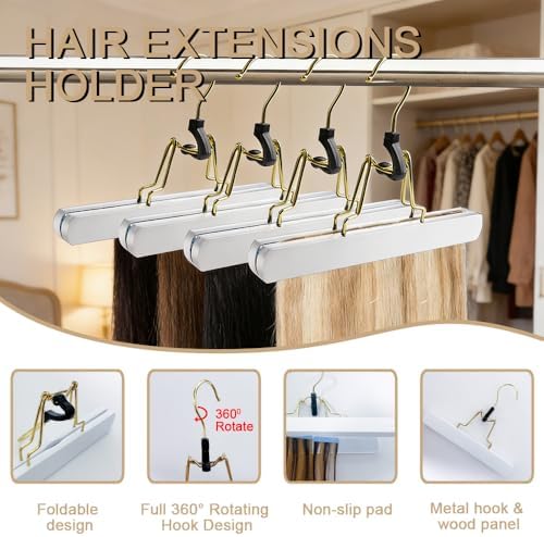 2Pack Hair Extension Storage Bag with Wooden Hanger for Multiple Wigs Hairpieces Portable Wig Bags Hair Storage Rack for for Weft Hair Extensions & Weaves - Image 7
