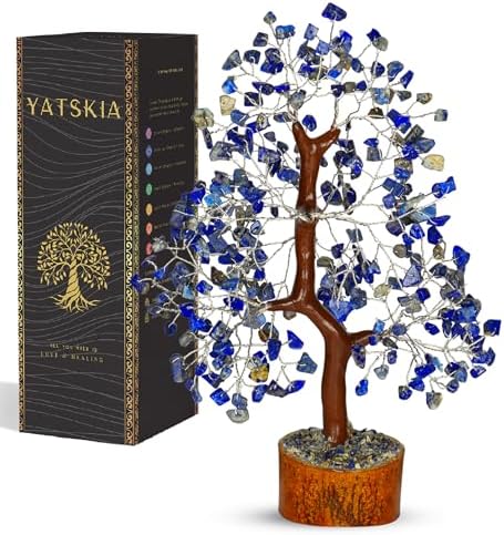 YATSKIA Lapis Lazuli Crystal Tree of Life, Birthday Gifts for Women, Mom & Friends, Handmade Gemstone Tree, Boho Home, Room & Office Desk Decor, House Warming Gifts by YATSKIA