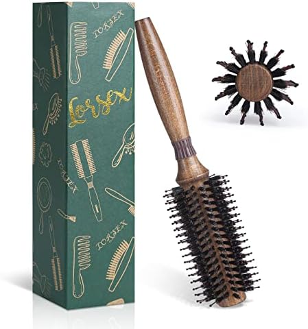 Round Brush for Blow Drying, LORSEX Boar Bristle Hair brush for Women Men, Round Hairbrush for Add Shine/Volume, Minimize Damage (2.2 Inch) by LORSEX