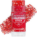 Red Body Hair Glitter Stick for Kids,Cheer Face Glitter Stick,Waterproof Red Spirit Day Accessories for Football Game Day,Halloween Cosplay Rave Carnival Concert Party Shimmer Makeup by PaminifyBeautyMakeup