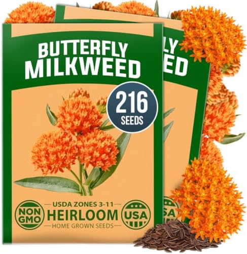 HOME GROWN Butterfly Milkweed Seeds for Planting, 2 Pack,Asclepias tuberosa by HOMEGROWN