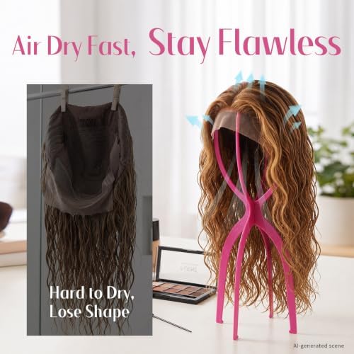 Dreamlover Tall Wig Stand for Long Wigs, Hot Pink, 2 Packs - Image 4