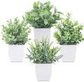 Der Rose 4 Pack 7" Mini Fake Plants, Artificial Plants for Bathroom Decor by DerRose
