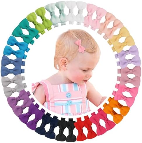 CÉLLOT Baby Hair Clips 40PCS Fully Lined Tiny 2" Hair Bows Alligator Clips for Infants and Toddlers in Pairs by C%C3%89LLOT