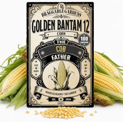 Golden Bantam 12 Corn Seeds for Planting, Heirloom Sweet Corn Vegetable Seeds, Tender Golden Ears with Old-Fashioned Flavor, Full Sun Garden Crop for Fresh Summer Harvests by BraggableGardens
