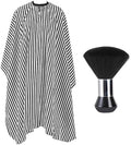 Professional Hair Cutting Cape with Neck Duster Brush, Large Size Salon Barber Cape for Men, Women and Kids(White with Black Stripes) by YELEGAI
