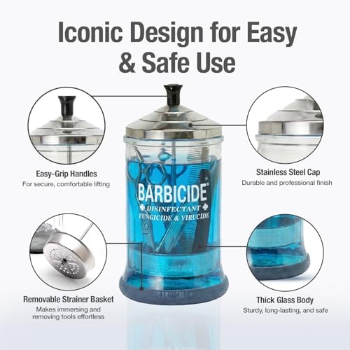 BARBICIDE Disinfectant Jar and Concentrate Starter Set (21 Oz Jar + 16 Fl Oz)– Professional Salon, Spa & Barber Tool Sanitizing Kit - Image 4