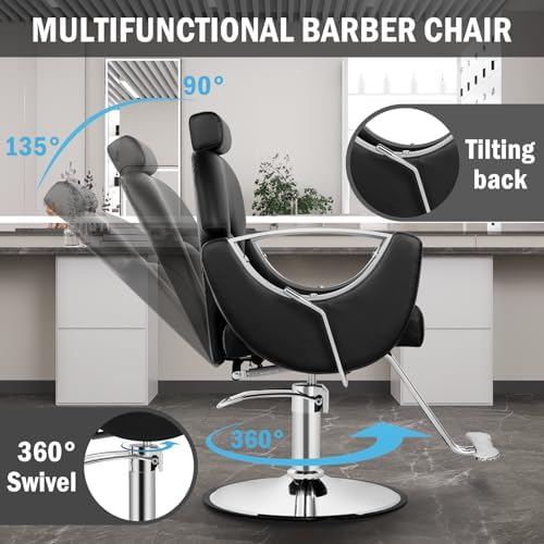Reclining Salon Chair for Hair Stylist, Heavy Duty Hair Barber Chair - Image 4