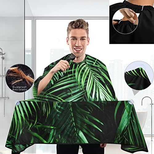 Visesunny Barber Cape - 3D Palm Leaf Polyester Hair Cutting Salon Apron Anti-Static Haircut Water-Resistant Shaving Cloth Beard Shaving Bib - Image 3