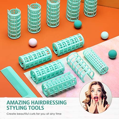 Syhood 12 Pcs 1 in Jumbo Plastic Hair Rollers Curlers for Women, Green - Image 5