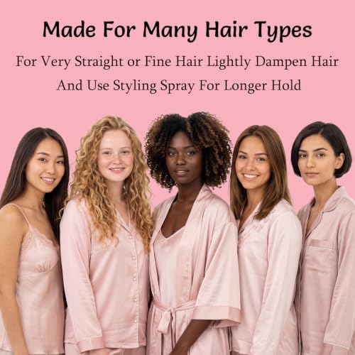 Satin Heatless Hair Curler Set, 8-Pc Overnight Curls (Pink) - Image 3
