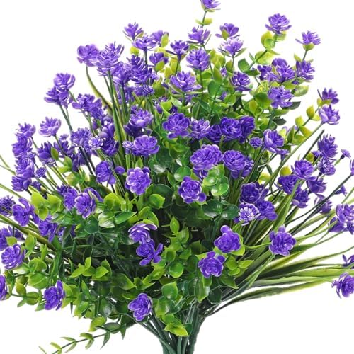 WILLBOND 12 Bundles UV Resistant Faux Flowers, Purple by Willbond+Technology+Limited