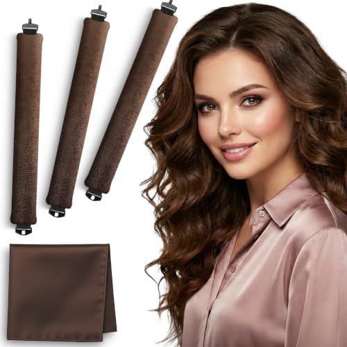VISOFO Heatless Curls Overnight, Rods for Blowout Look, 3 Set, Brown by VISOFO