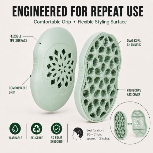 Starter Loc Tool for 3C-4C Hair, Washable TPE Hair Sponge Alternative for Black Men and Women, Twist Styling Tool for Natural Coils, Reusable Afro Curl Tool(1, green) - Image 4