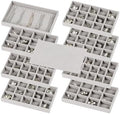 Set of 8 Stackable Jewelry Organizer Trays with 1 Lid for Drawer & Dresser Organizer, Adjustable Velvet Jewelry Box Tray Earring Organizer Necklace Storage Ring Bracelet Display Case (Gray) by Fordonral