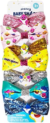 Baby Shark Kids Hair Bows - Hair Accessories Gift Set - 7 Pcs 4 Inch Bundle - Hair Bows for Girls - Different character on each clip - Alligator Clip - Ages 3 + by LUVHERKIDS