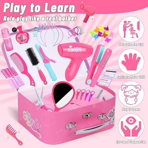 Hair Salon Toys for Girls, Beauty Salon Playset Pretend Hair Styling Set - Image 3