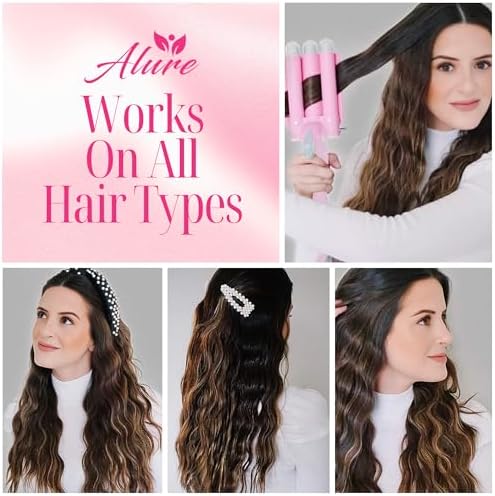 Alure Three Barrel Curling Iron Wand, 1 Inch Ceramic Tourmaline Hair Waver - Image 2