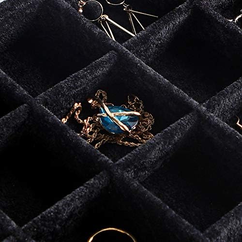 Frebeauty 24 Grid Earring Organizer,Velvet Jewelry Tray with Clear Lid - Image 6