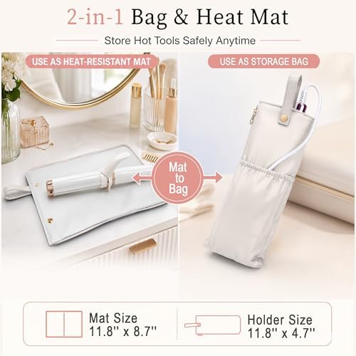 Hot Hair Tools Travel Bag with Heat Resistant Mat, 2-in-1 Hot Tools Organizer for Curling Iron, Flat Iron, Portable Travel Holder & Mat for Women - Image 2