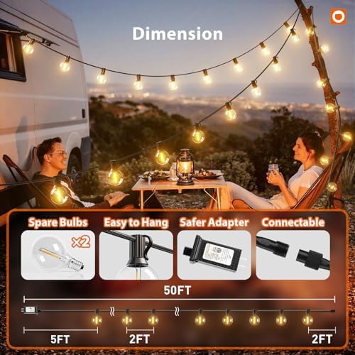 addlon Outdoor String Lights 50FT G40 with Remote 27 LED Shatterproof Bulbs - Image 5