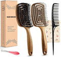 Hair Brush Detangler - Curved Vented Detangling Hair Brush for Women Men, Paddle Brush for Curly Straight Hair, Wet and Dry Styling, Faster Blow Drying - 2 Pcs by Unknown