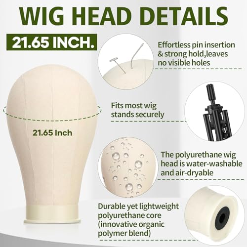 Wig Stand Tripod Metal Adjustable Mannequin Head Stand - Mannequin Wig Head with Mount Hole, Manikin Head for Wigs Making, Drying, Styling and Display - Wigs Shampoo & Milk Spray T Pins Hair Cap Set - Image 5
