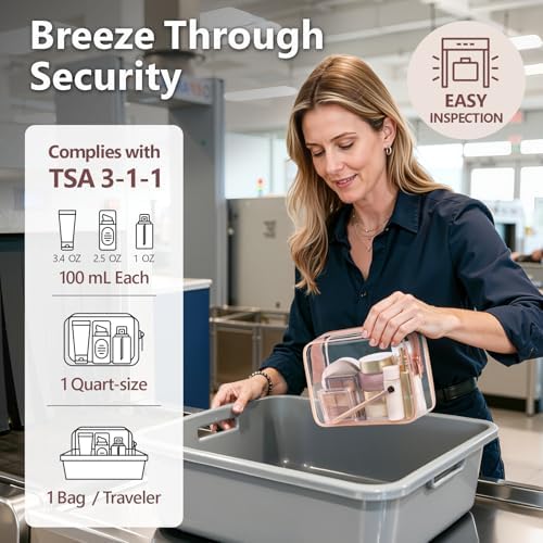 PACKISM TSA Approved Toiletry Bag - Clear Makeup Bag for Travel, Rose Pink - Image 2