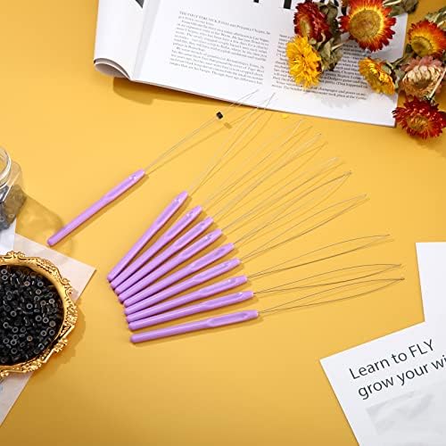 Zonon 10 Pcs Loop Needle Threader Tool for Hair Extension Bead,Purple - Image 4