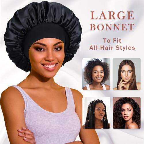 ROYBENS Large Silk Bonnet for Sleeping Women, Sleep Hair Bonnets for Women - Image 6